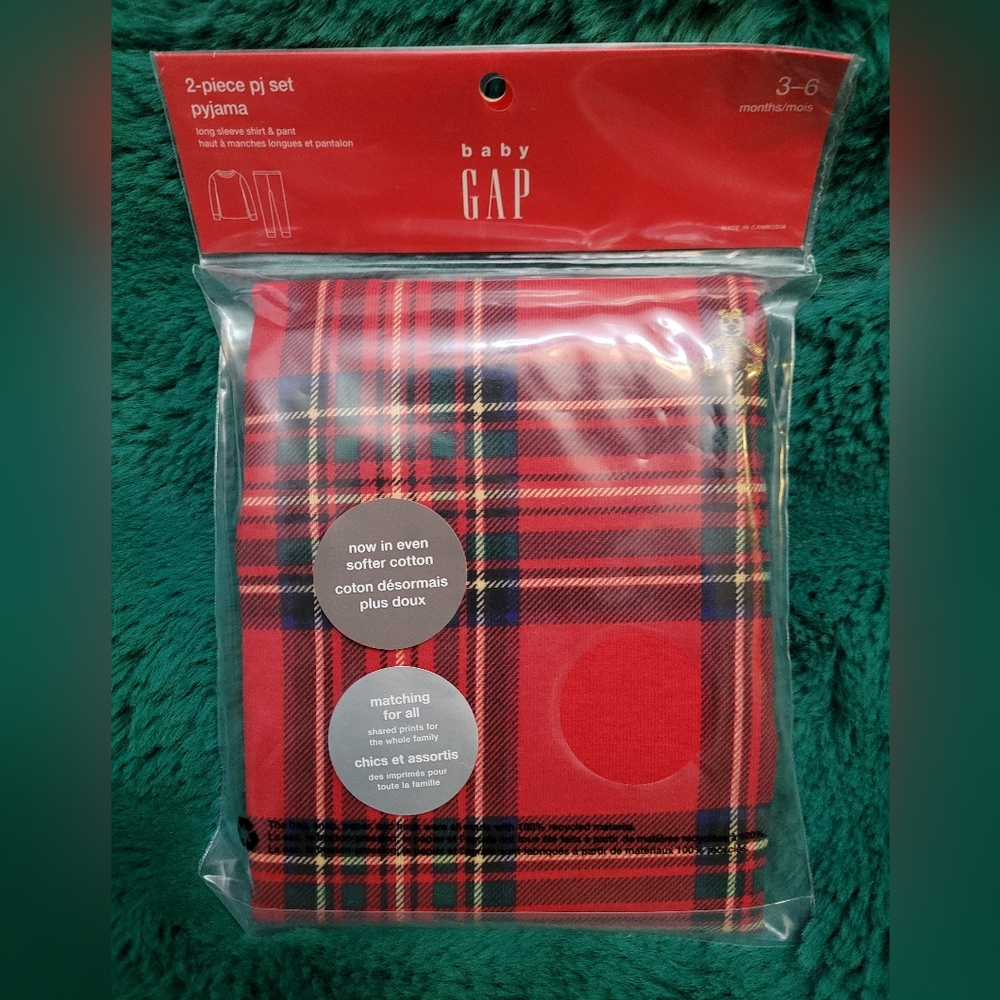 🆕️ Baby GAP Red Plaid 2-Piece Pajama Set 0 3 6 12 Family Matching Sleepwear 🎄